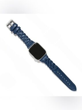 BRIGHTON SUTTON BRAIDED LEATHER APPLE WATCH BAND - French Blue